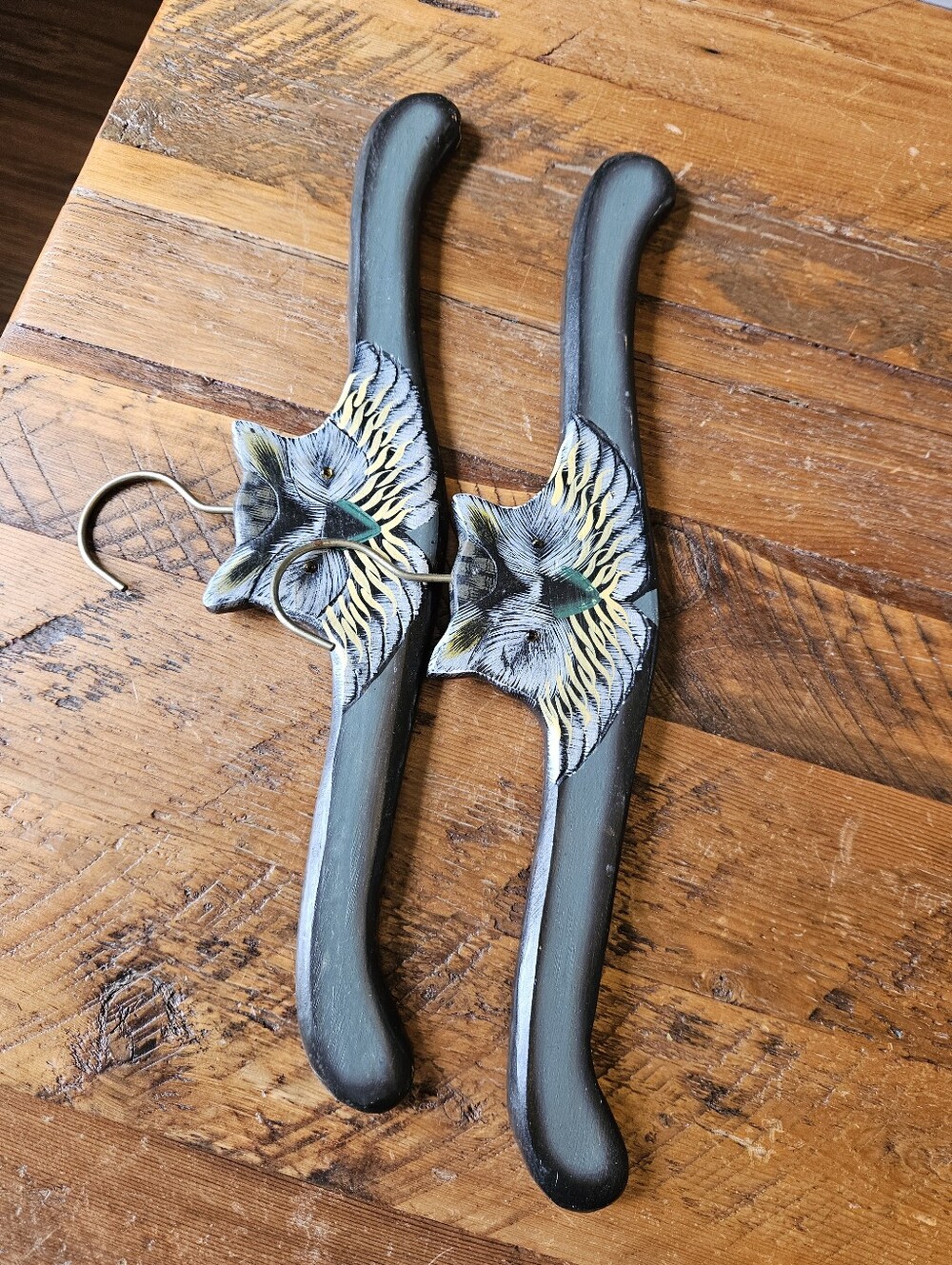 Vintage Hand-painted Wood Owl Hangers